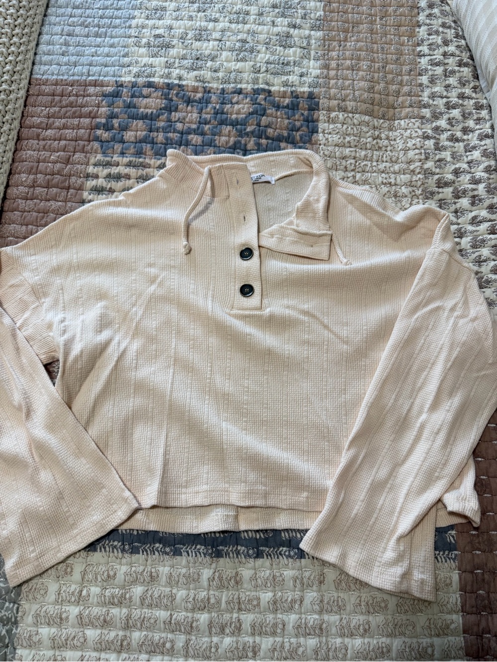 Project Social T 100% Cotton Women’s Light Beige Pullover Hoodie Sweatshirt